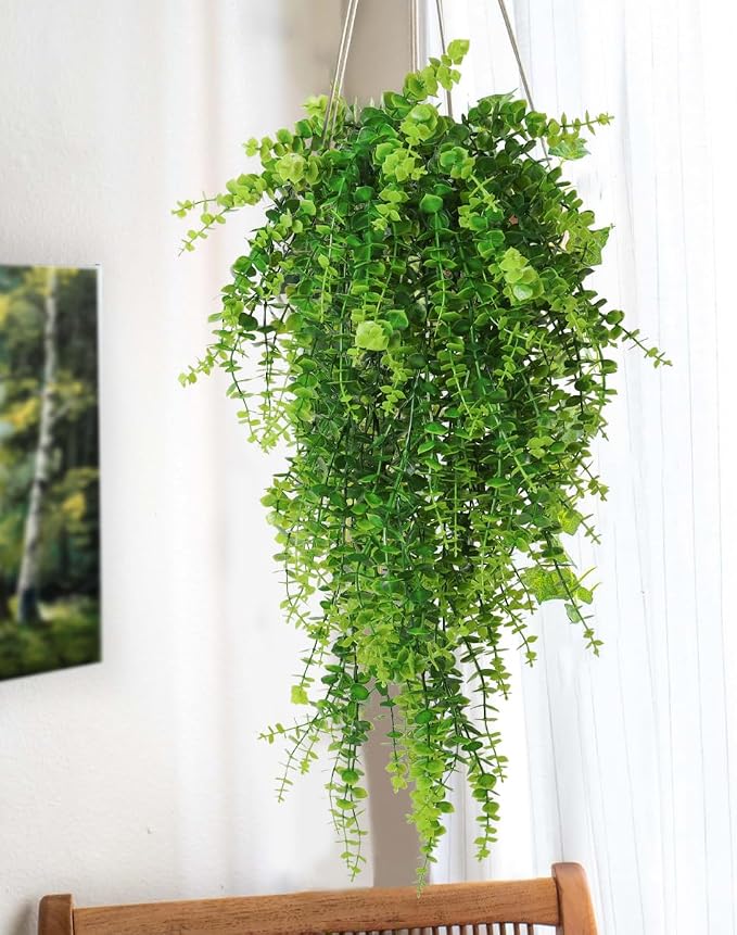 RECUTMS Hanging Money Plants Fake Outdoor Hanging Artificial Flower for Outdoors Artificial Vines Plastic Faux Draping Greenery Spring for Basket Home Garden Wedding Party Decorations 3Pcs
