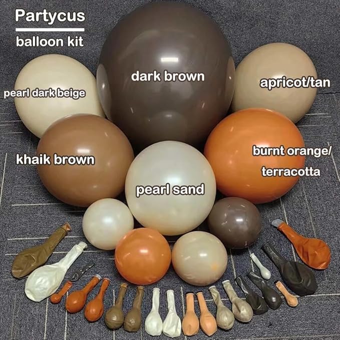 Burnt Orange Brown Balloon Arch Kit, Double Stuffed Tan Coffee Pearl White Sand Balloon Garland Dark Brown Terracotta Latex for Boho Birthday Baby Shower Bridal Wedding Party Decoration