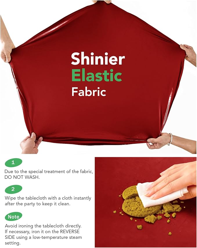 Cocktail High Top Table Covers - 32x43 Inch Fitted Spandex Round Cocktail Tablecloth for Bar Height Standing Table Cloths Reusable, for Party Wedding Banquet Event Decorations, Shiny Red, 8 Pack