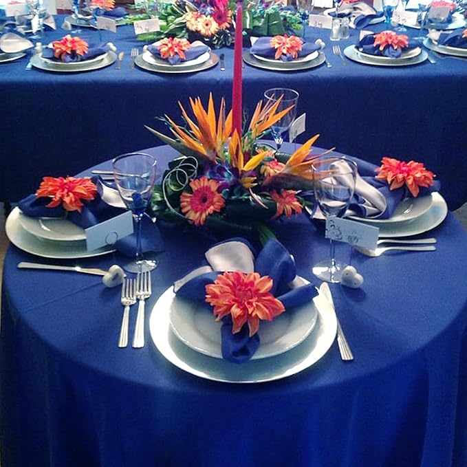 10 Pack Royal Blue Round Tablecloths 90 Inch, Polyester Round Table Cloth Circle Bulk Linen Washable Table Cloth Stain and Wrinkle Resistant Circle Table Cover for Wedding Party Dining Banquet