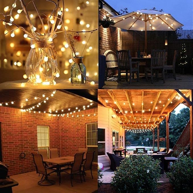 RaThun 65.6FT Globe String Lights, 150 LED Warm White Bulbs, 8 Modes Remote Timer Dimmer, IP44 Waterproof Plug in Fairy Lights for Indoor Outdoor Garden Wedding Bedroom Home Decor