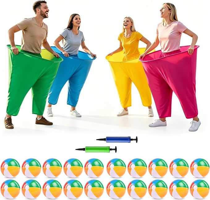 26Pcs Granny Pants Yard Game Sets - Granny Pants Outdoor Group Games with Bouncy Balls,Pumps for Kids Adults Family Yard Easter Carnival Party Camping Gatherings，33.9 x 31.9inch