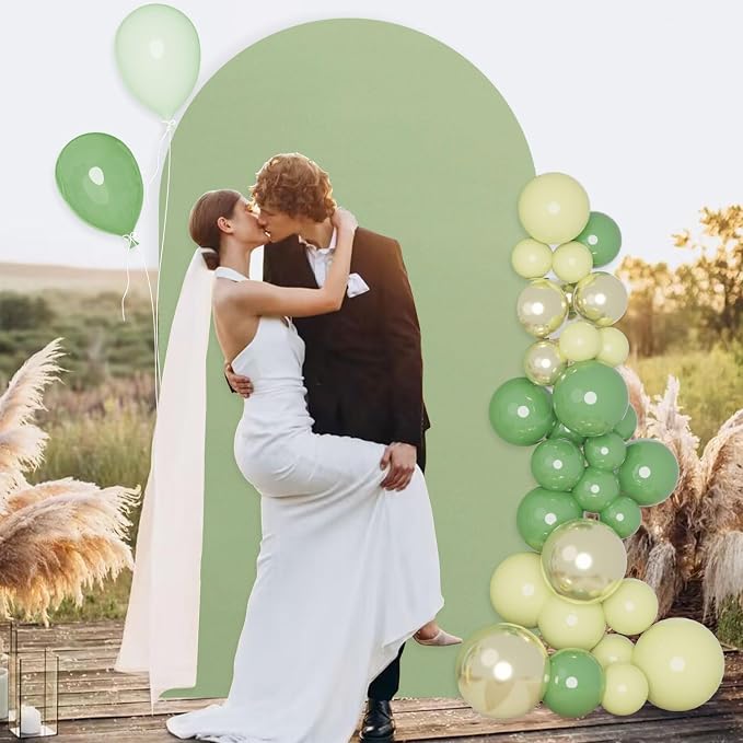 FUHSY Spandex Arch Cover Set 7.2FT, 6.6FT, 6FT Wedding Arch Backdrop Stand Cover Arch Covers Stretchy Backdrop Set of 3 Chiara Backdrop Stands Cover for Ceremony Baby Shower Sage Green Party Decor