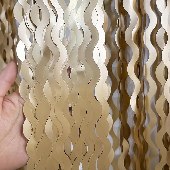 GOER Metallic Tinsel Foil Fringe Curtains Party Photo Backdrop Party Streamers for Birthday,Graduation,New Year Eve Decorations Wedding Decor (Champagne Gold,1 Pack)