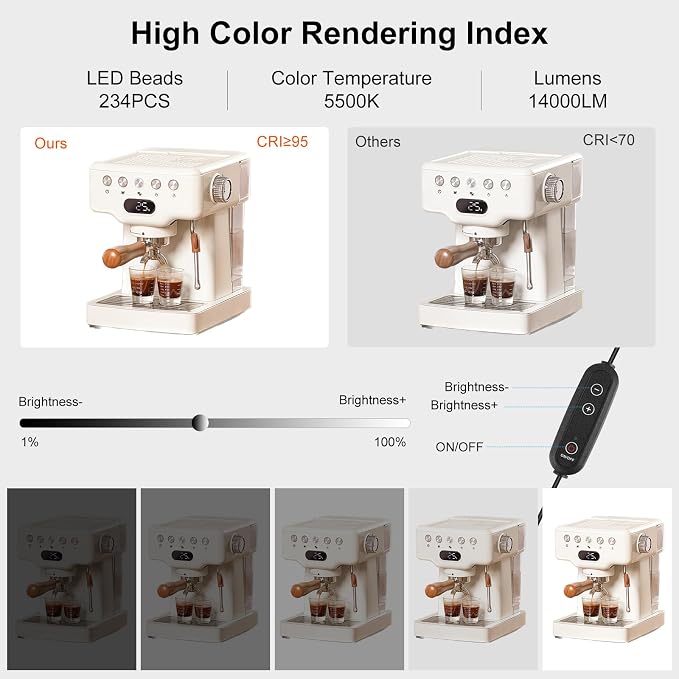Photo Studio Light Box, PULUZ 80cm/32 inch Portable Lightbox Photo Shooting Tent Folding Photography Lighting Kit with 126 LED Lights & 3 Colors Backdrops (Black, White, Orange)