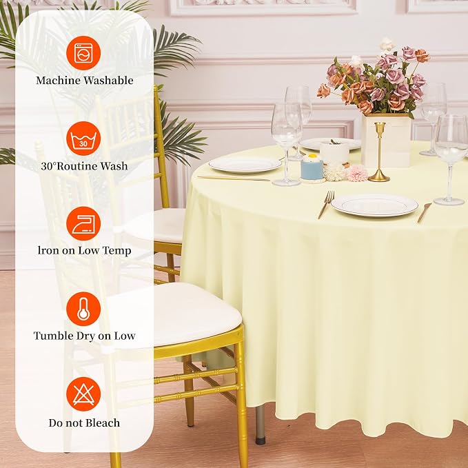 10 Pack Beige Round Tablecloth 120 Inch, Waterproof Polyester Table Cloth for Round Tables Beige Tablecloths Stain and Wrinkle Resistant Washable Fabric Table Cover for Party Dining Wedding Banquet