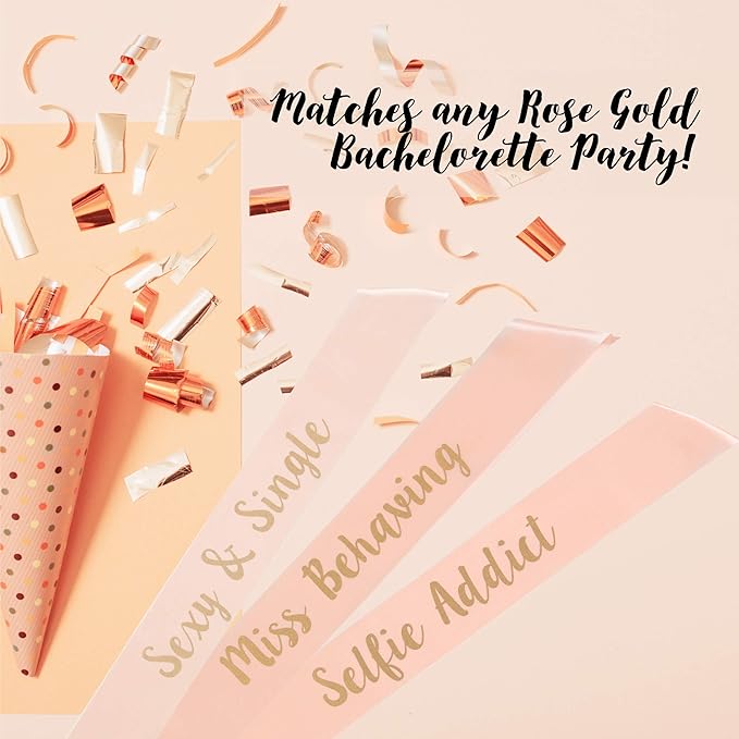 POP FIZZ DESIGNS Bachelorette Sash Set (18 pcs) 1 White Bride to Be Sash + 1 Maid of Honor Sash + 17 Bachelorette Sashes for The Bride Tribe - Amazing Bachelorette Party Favors