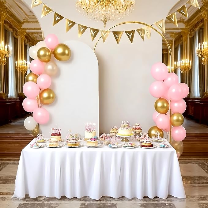 Metal Arch Backdrop Stand and Cover Set, 6.6 FT Metal Balloon Arch Backdrop Stand for Birthday Party Baby Shower Wedding Ceremony Event Decorations
