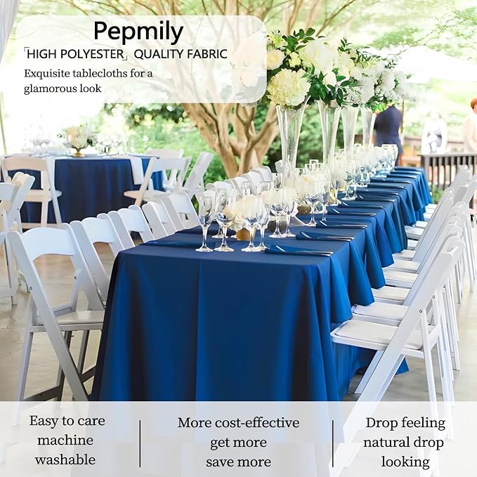 8 Pack Royal Blue Table Cloth 60x102 Inch Rectangle Tablecloths for 6 Foot Rectangle Tables, Wrinkle Resistant Washable Polyester Fabric Rectangular Table Cover for Dining Banquet Wedding Party