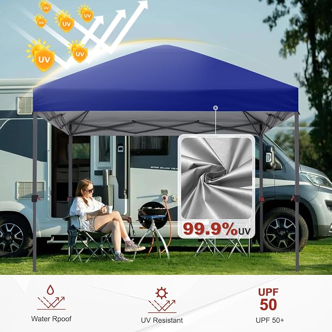 ABCCANOPY 10x10 Pop Up Canopy - Outdoor Patio Portable Canopy Tent Gazebo Heavy Duty for Backyard and Deck with 4 Sandbags and 8 Stakes (Dark Blue)