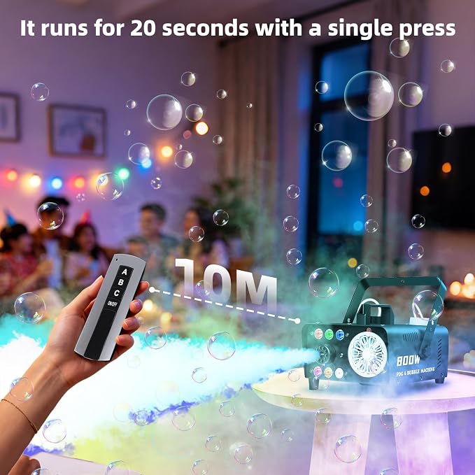 Fog Bubble Machine 800W 2-in-1 Bubble Fog with RGB Lights & Remote Control, Smoke Bubble Maker, Halloween Bubble Fog Machine for Parties,Birthdays, Stage Effects, Indoor Outdoor Events | Halloween Bubble Fog Machine for Parties,Birthdays, Stage Effects...
