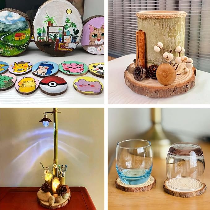 3 Inch Wood Slices Wooden Discs for Crafts, 45 Pcs 2.8-3.1 inches