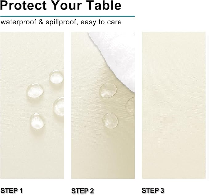 Hiasan Champagne Tablecloth for Rectangle Tables - Waterproof Washable Polyester Fabric Table Cloth for Buffect Dining Birthday Party, 54 x 108 Inch