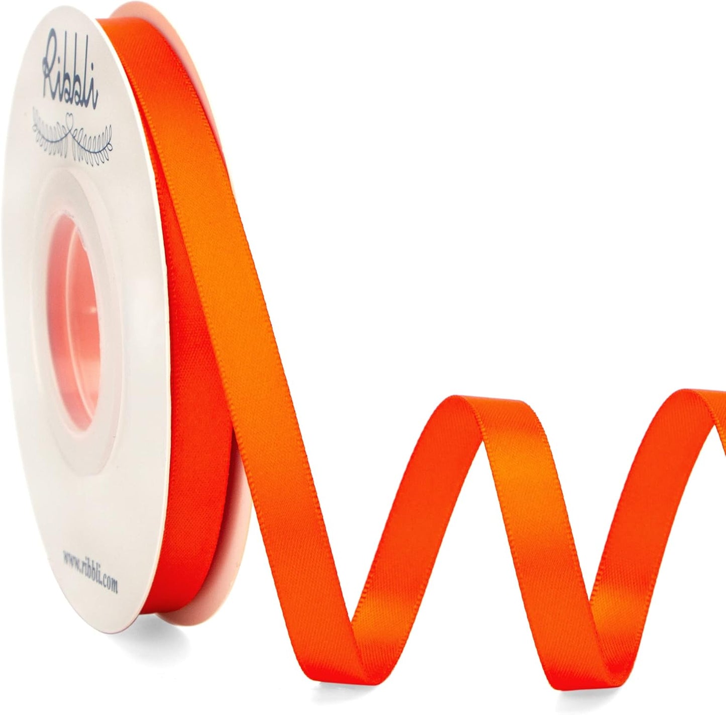 Ribbli Double Faced Torrid Orange Satin Ribbon,3/8” x Continuous 25 Yards,Use for Bows Bouquet,Gift Wrapping,Floral Arrangement