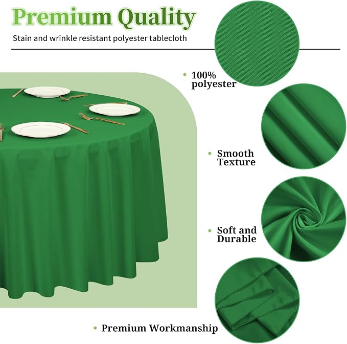 12 Pack Round Tablecloth 90 inch Green Table cloths for Round Tables,Stain and Wrinkle Resistant Washable Polyester Tablecloths Green Table Cloth Table 90 inchround Table Cloth for Wedding Party