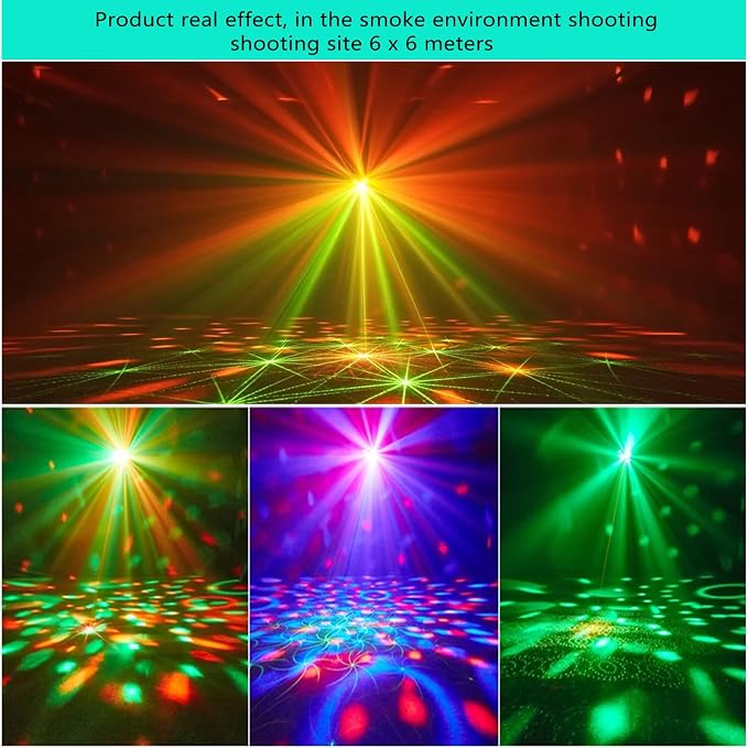 Yinpkteo 4 in 1 Disco Ball DJ Party Lights, 3 RGB Disco Lights+Red and Green Pattern Lamp Strobe Lighting for Home Room Dance Parties Birthday Karaoke Halloween Christmas Wedding Show Club Decorations