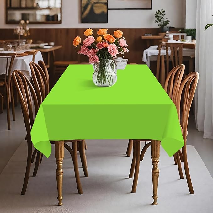 54IN X 160FT Plastic Table Cover Roll with Cutter Box, Cut to Size Plastic Table Cloths for Parties, Birthday, Disposable Tablecloth Roll for All Shape Tables (Lime Green, 54 Inch X 160 Feet)