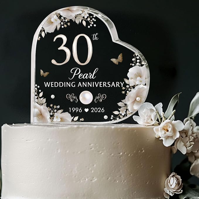 30th Wedding Anniversary Acrylic Cake Topper, 30 th Pearl Anniversary Decorations, 30 Wedding Topper, 30 Years Of Marriage Gifts, Wedding Keepsake Gift (30th Anniversary 2026)