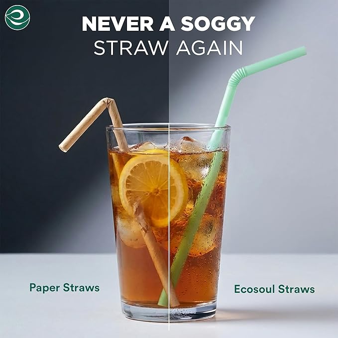 ECO SOUL Straws [500 Count][8.25"] Eco-Friendly Disposable Straws, Cocktail Cold Drink Smoothie Bendable