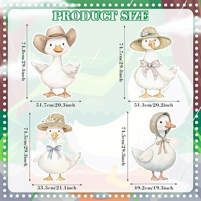 Honoson 4 Pcs Large 30" One Silly Goose Birthday Cardboard Cutouts Standup Silly Goose Baby Shower Backdrop 1st Birthday Party Decorations for Lawn Yard Signs Photo Booth Props Supplies