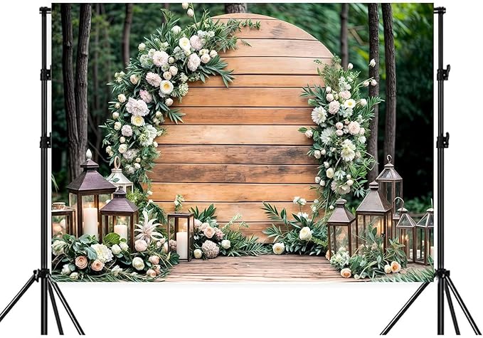 10X6ft Wedding Floral Backdrop Vintage White Wood Barn Doors Pink Rose Flowers Elegant Photography Background Bridal Anniversary Party Photo Shoot Decor Props