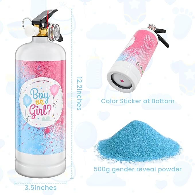 Gender Reveal Fire Extinguisher 2 Pack Giant Boy or Girl Gender Reveal Extinguisher Blue Pink Powder Smoke for Sex Reveal Fire Extinguishers Gender Reveal Ideas Baby Reveal Decorations (2 Pack Blue)