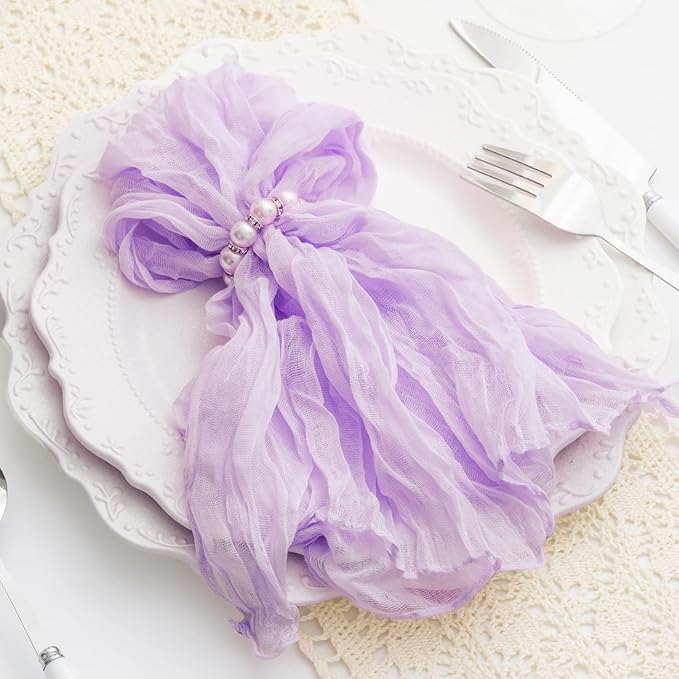 100 Pack Lilac Cloth Napkins 21x21 Inches Lilac Cheesecloth Napkins Set of 100 Washable Dinner Table Napkins for Wedding Bridal Baby Shower Rustic Boho Cotton Gauze Family Gathering Table Decor