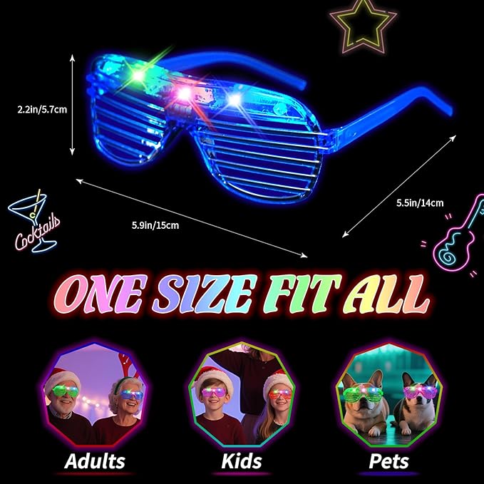 42 PCs LED Glasses,Light Up Glasses,Glow Glasses Glow In The Dark Party Supplies Suitable For Kids/Adults, 3 Light up Modes, 6 Neon Colors Rave Party,Wedding, Birthday, Concert, New Year, Carnival
