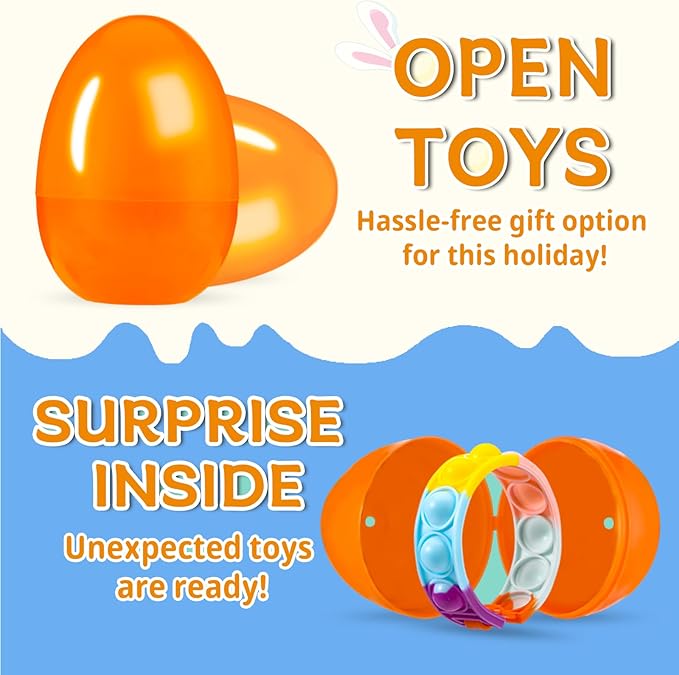 100 PCS Prefilled Easter Eggs with Toys Inside, Plastic Easter Eggs Filled with Toys Bulk for Easter Egg Hunting, Assortment Birthday Party Supplies Gifts Classroom Carnival Prizes for Boys Girls