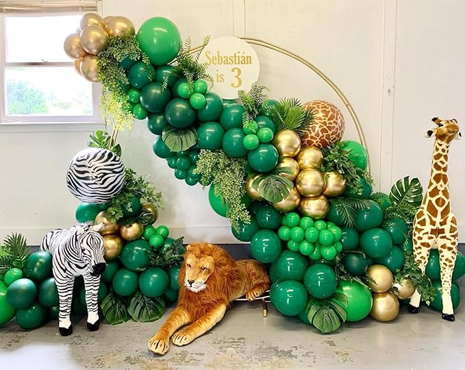 Emerald Green Double Stuffed balloons Different Size 115Pcs 5/10/12/18 Inch Dark Green Balloons Balloon Garland Arch kit for Birthday Baby Shower Jungle Safari Christmas Party