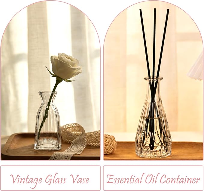 Glass Bud Vases in Bulk, 3pcs Small Glass Vase for Elegant Centerpieces | Mini Vases for Flowers ,Small Vases for Home Wedding, Living Room,Bud Vases for Wedding Party Holiday Gift