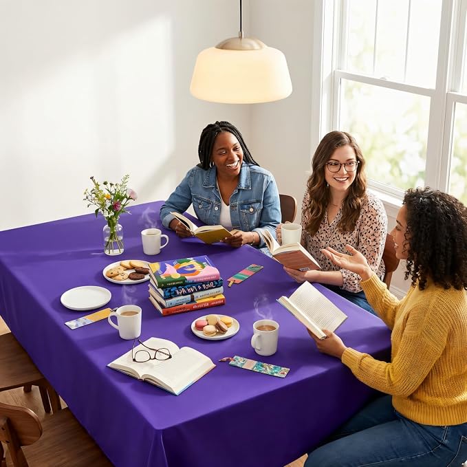 8 Pack Purple Tablecloth 60 x 102 Inch for 6 Foot Rectangle Tables, Wrinkle Resistant Purple Rectangular Table Cloth Washable Polyester Fabric for Holiday Buffet Wedding Party Banquet