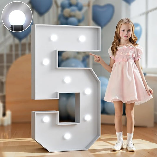 Marquee Numbers 3 Feet Tall Big Light Up Numbers 5th 25th 50th Birthday Decorations Graduation Decorations 2025 White Anniversary Party Decor Large Cardboard Prop Backdrop Sign 5