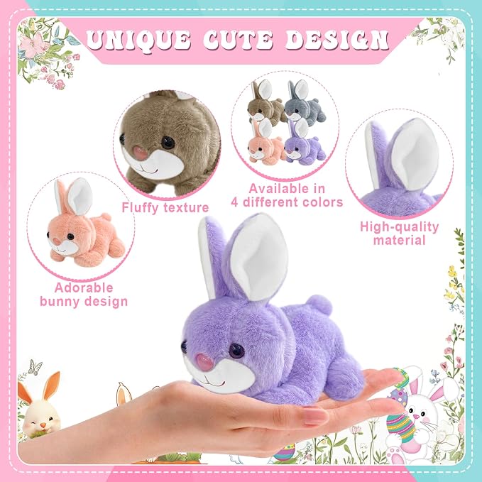 38 Pcs Adopt a Pet Bunny Party Favors Include 12 Mini Plush Easter Bunny 12 Foldable Boxes 12 Adopt Bunny Cards 1 Adopt Sign 1 Adopt Fence for Adopt a Pet Party (Bunny, 12 Set)