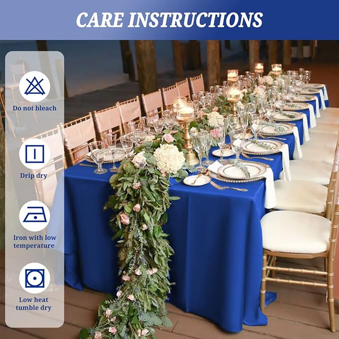Pesonlook 10Pack Royal Blue Polyester Tablecloths, 60 x 102 Inch for 6ft Rectangle Tables Polyester Table Cover Washable Table Cloth for Wedding Reception Banquet Party