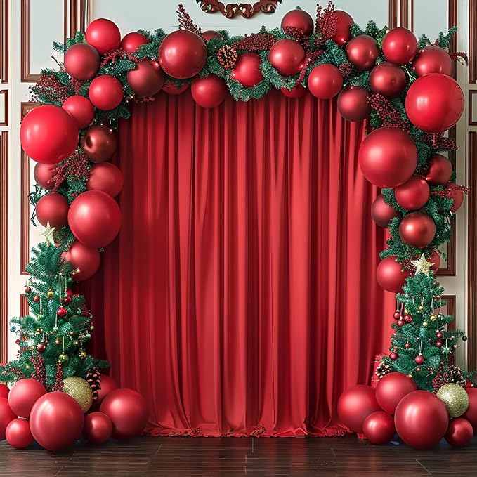 10x10ft Wrinkle Free Red Backdrop Curtain for Parties Soft Fabric Drapes Wedding Red Curtain Backdrop for Birthday Party Decorations Background for Photography 5x10ft, 2 Panels