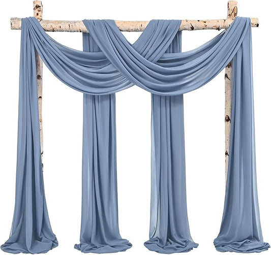 Wedding Arch Draping Fabric,8 Panels 28"x20ft Dusty Blue Wedding Arch Drapes for Ceremony Chiffon Fabric Drapes Arbor Drapery Wedding Arch Decorations for Reception Sheer Backdrop Curtains for Party