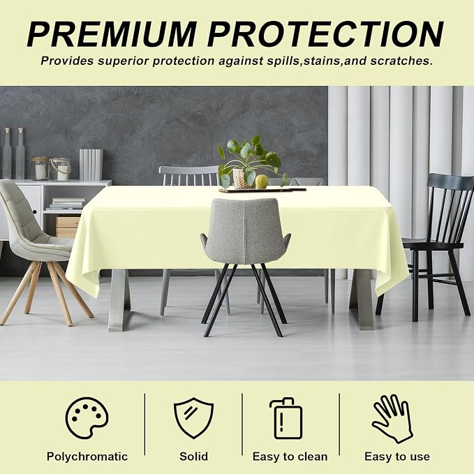 54IN X 160FT Plastic Table Cover Roll with Cutter Box, Cut to Size Plastic Table Cloths for Parties, Birthday, Disposable Tablecloth Roll for All Shape Tables (Beige, 54 Inch X 160 Feet)