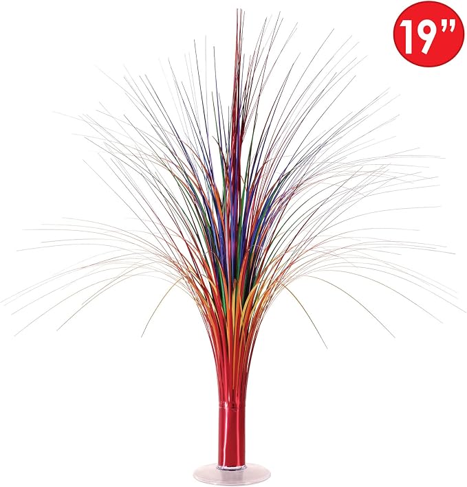 Beistle 2-Pack Metallic Spray Centerpiece, Rainbow Multicolor Decoration for Birthday Parties & Occasions, Table Decor for Special Events, 19”