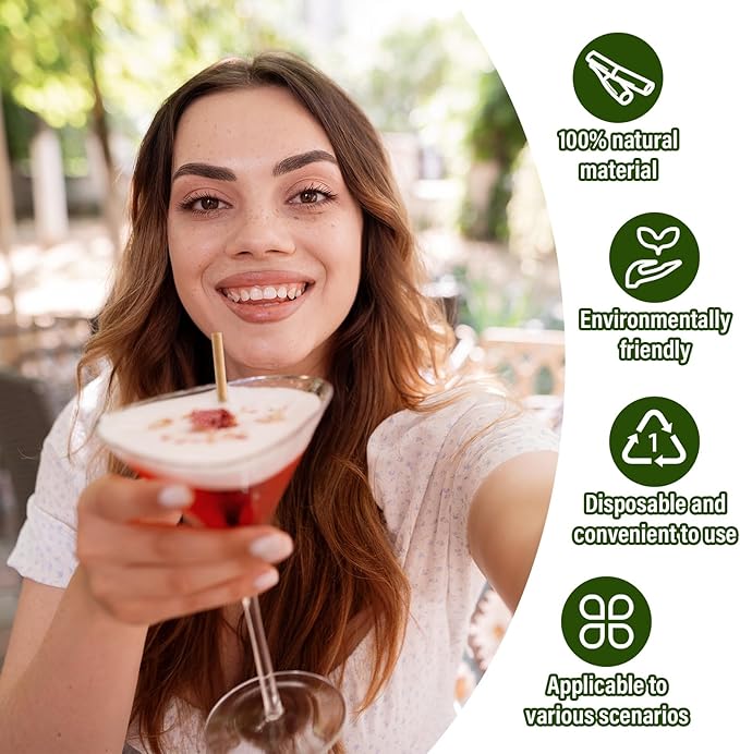 Potchen 500 Pcs Biodegradable Sugarcane Straws Disposable Drinking Smoothie Straws Bulk for Home Parties Restaurants (5 Inch)