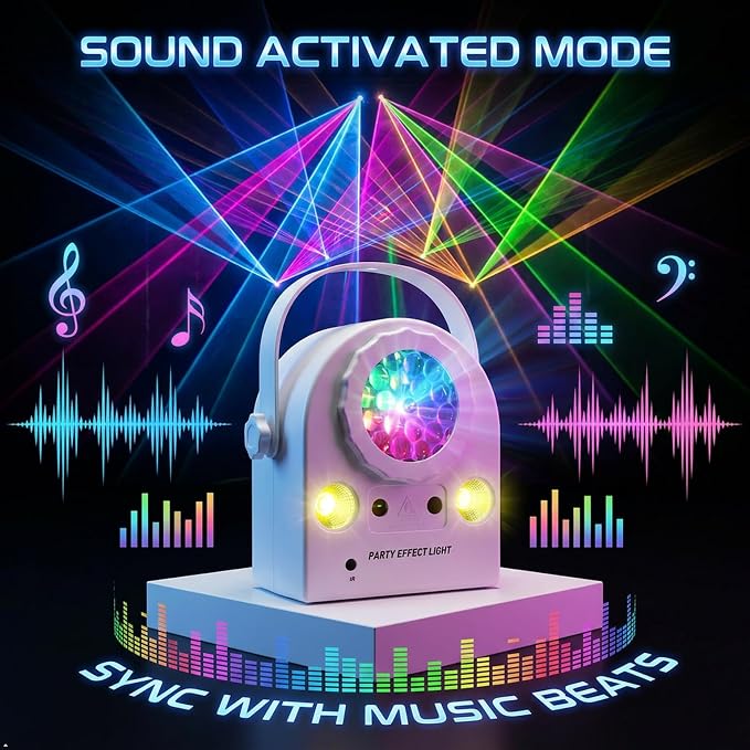 Disco Ball Party Lights, Stage Light DJ Party Atmosphere with Sound Activation, Remote Control, Strobe Light for Indoor/Outdoor Christmas Halloween Birthday Party Bar KTV DJ Decor