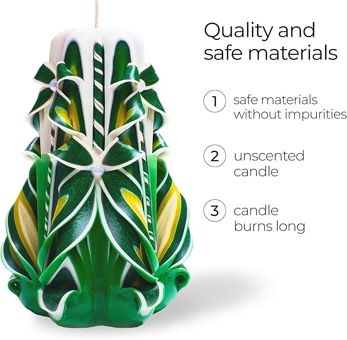 Carved Candles - Handmade Decorative Large Candle – Tall Long Burning Cute Spiral Candle for Women – for Home Decor, Cozy Cottage Core Gift - Christmas Gift for Mom - Summer Glade