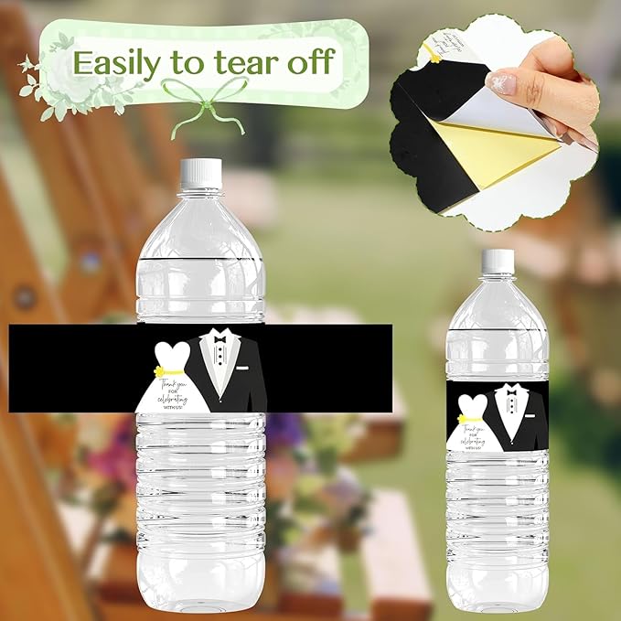 96 Pcs Wedding Wine Bottle Labels, Personalized Water Champagne Soda Bottle Stickers for Wedding Ceremony Favors