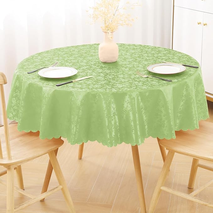 Smiry Round Table Cloth, Waterproof Heavy Duty Vinyl Tablecloths, Wipeable Washable Table Cover for Kitchen and Dining Room (Sage Green, 60" Round)