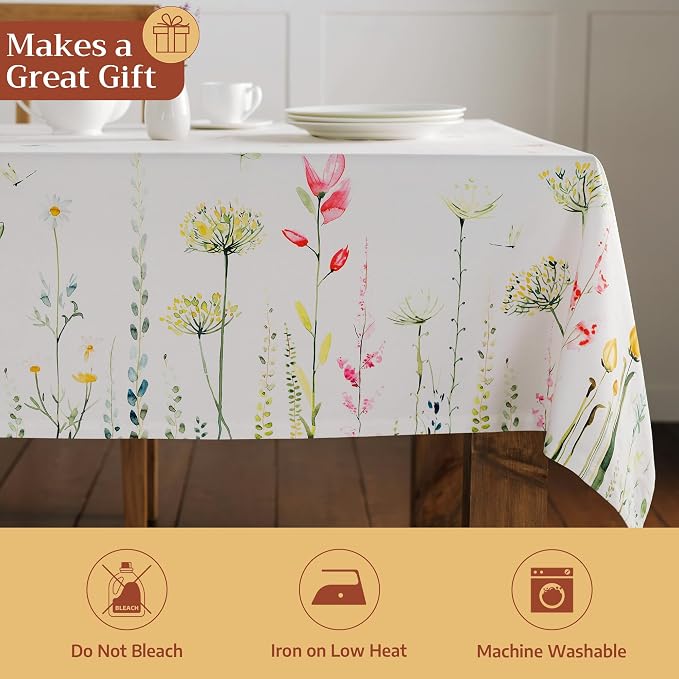 Maison d' Hermine Table Cloth Rectangle Table 100% Cotton 60 x 120 Inches Tablecloth Reusable Decorative for Dining Kitchen Room Farmhouse Party Home Hotel Restaurant Spring Summer - Botanical Fresh