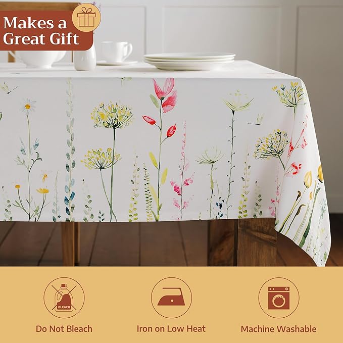 Maison d' Hermine Table Cloth Rectangle Table 100% Cotton 60 x 108 Inches Tablecloth Reusable Decorative for Dining Kitchen Room Farmhouse Party Home Hotel Restaurant Spring Summer - Botanical Fresh
