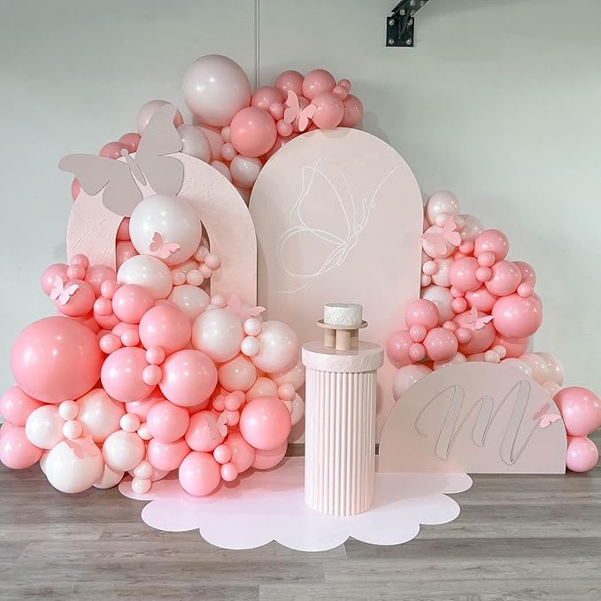 Light Pink Double Stuffed Balloons Different Size 115Pcs 5/10/12/18" Pink Balloon Arch Garland kit for Birthday Baby Shower Valentine's Day Bridal Shower Gender Reveal Wedding Mouse Party