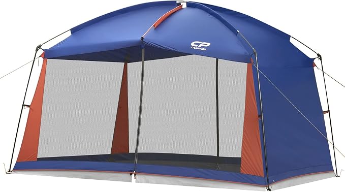 CAMPROS CP Screen House Room with 1 Side Wind/Sun Panel Canopy Tent Camping Tent Screen Shelter Gazebos for Patios Outdoor Camping Activities, 12'X10'X90in(H) - Blue