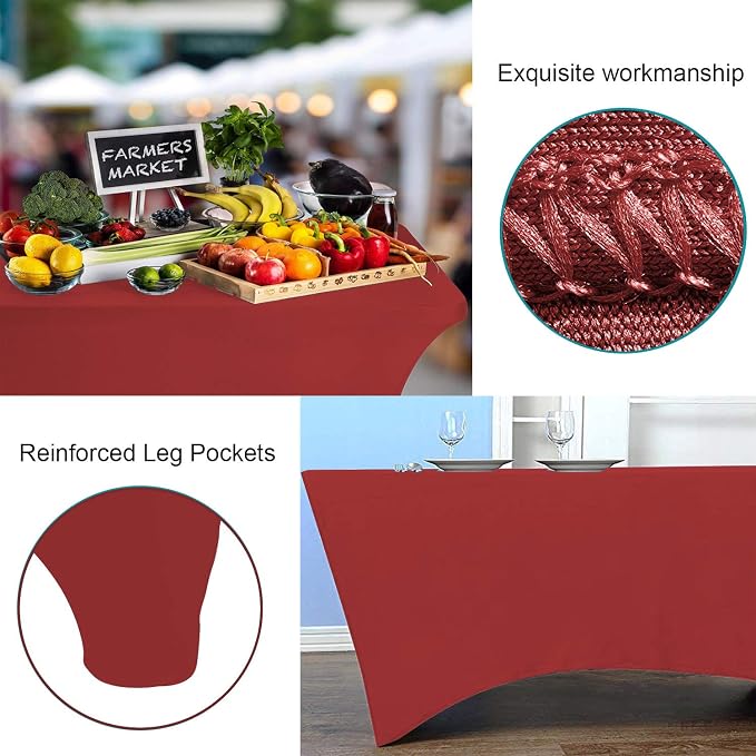 RELIANCER 1 Pack Stretch Spandex Table Covers for Rectangular Tables,6FT Elastic Fitted Tablecloth,Universal Rectangular Table Cloth Protector for Outdoor Party,Wedding,Bar,Birthday,Banquet,Events