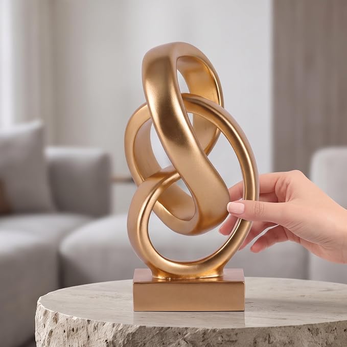 WUBIANJIE Abstract Sculpture Knot Decor, Resin Abstract Sculptures Home Decor, Modern Geometric Tabletop Art Object for Living Room Shelf Mantel Entryway Console